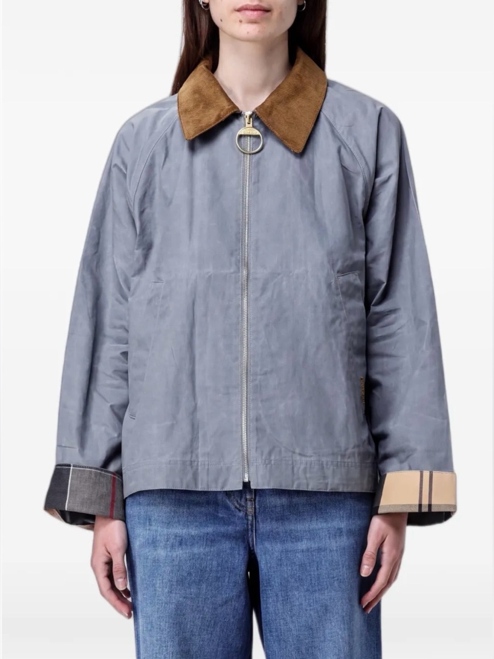 New Barbour Catlin corduroy-collar Casual Jacket In Grey Size 14 $438